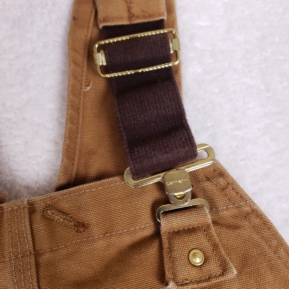Carhartt R01 BRN Double Knee Unlined Duck Bib Overalls Mens 38x34 Carpenter - Picture 8 of 13